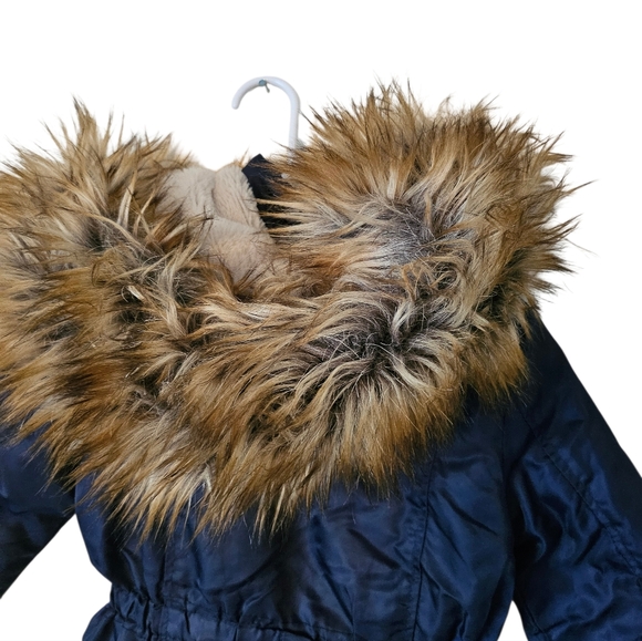 Urban Republic Girl's Anorak Jacket Faux Fur Hood Navy Blue Size 4 - Picture 11 of 14